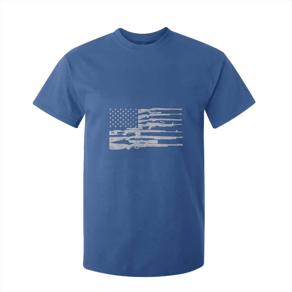 American Flag Rifle Firearm T Shirt For Kid Machine Guns 2A TS02 Royal Blue Print Your Wear