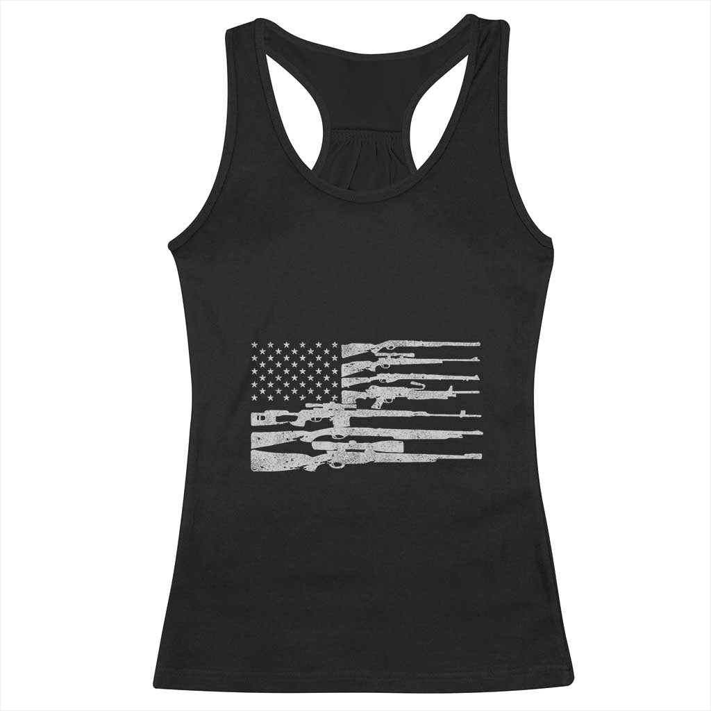 American Flag Rifle Firearm Racerback Tank Top Machine Guns 2A TS02 Black Print Your Wear