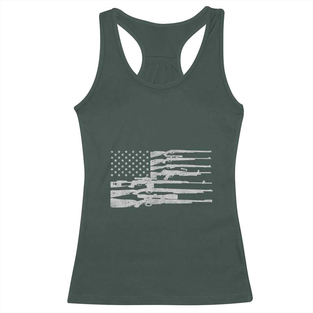 American Flag Rifle Firearm Racerback Tank Top Machine Guns 2A TS02 Dark Forest Green Print Your Wear