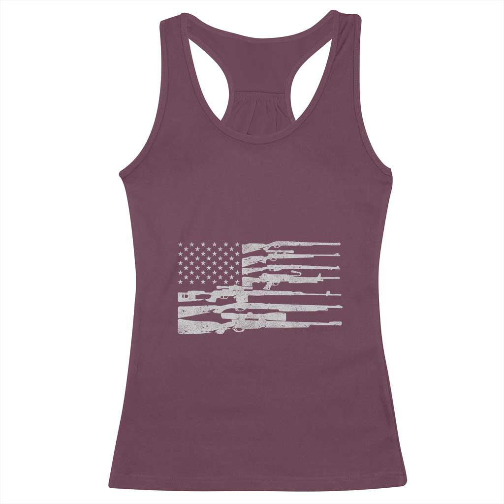 American Flag Rifle Firearm Racerback Tank Top Machine Guns 2A TS02 Maroon Print Your Wear