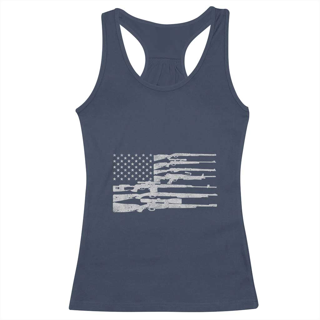 American Flag Rifle Firearm Racerback Tank Top Machine Guns 2A TS02 Navy Print Your Wear