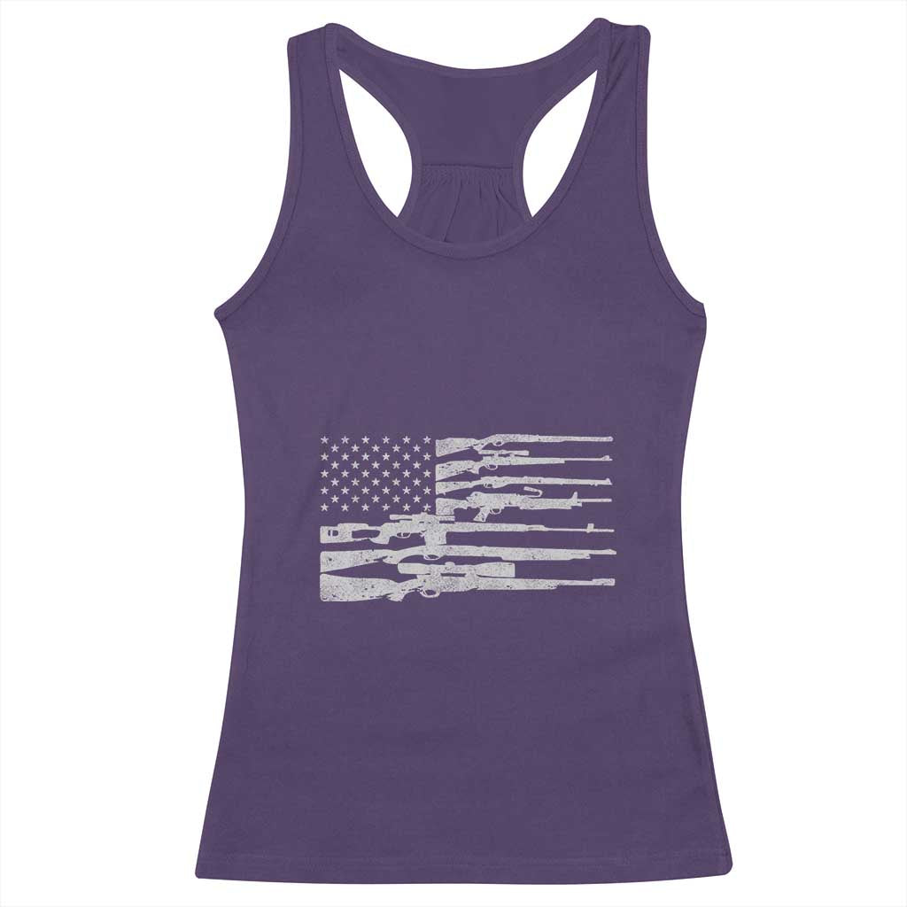 American Flag Rifle Firearm Racerback Tank Top Machine Guns 2A TS02 Purple Print Your Wear