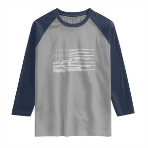 American Flag Rifle Firearm Raglan Shirt Machine Guns 2A TS02 Sport Gray Navy Print Your Wear