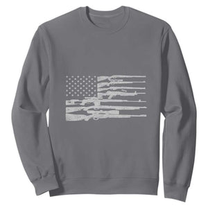 American Flag Rifle Firearm Sweatshirt Machine Guns 2A TS02 Charcoal Print Your Wear