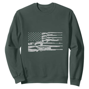 American Flag Rifle Firearm Sweatshirt Machine Guns 2A TS02 Dark Forest Green Print Your Wear