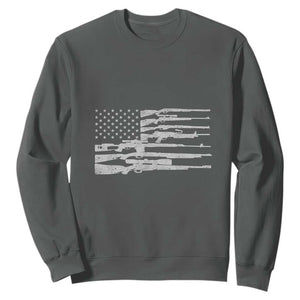 American Flag Rifle Firearm Sweatshirt Machine Guns 2A TS02 Dark Heather Print Your Wear