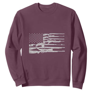 American Flag Rifle Firearm Sweatshirt Machine Guns 2A TS02 Maroon Print Your Wear