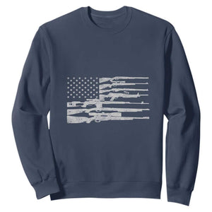 American Flag Rifle Firearm Sweatshirt Machine Guns 2A TS02 Navy Print Your Wear