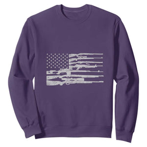 American Flag Rifle Firearm Sweatshirt Machine Guns 2A TS02 Purple Print Your Wear