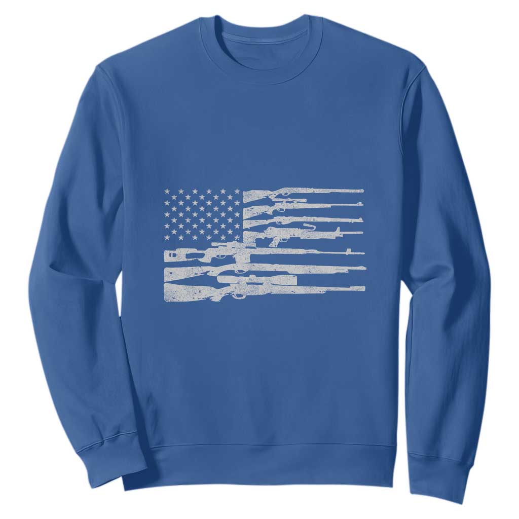 American Flag Rifle Firearm Sweatshirt Machine Guns 2A TS02 Royal Blue Print Your Wear