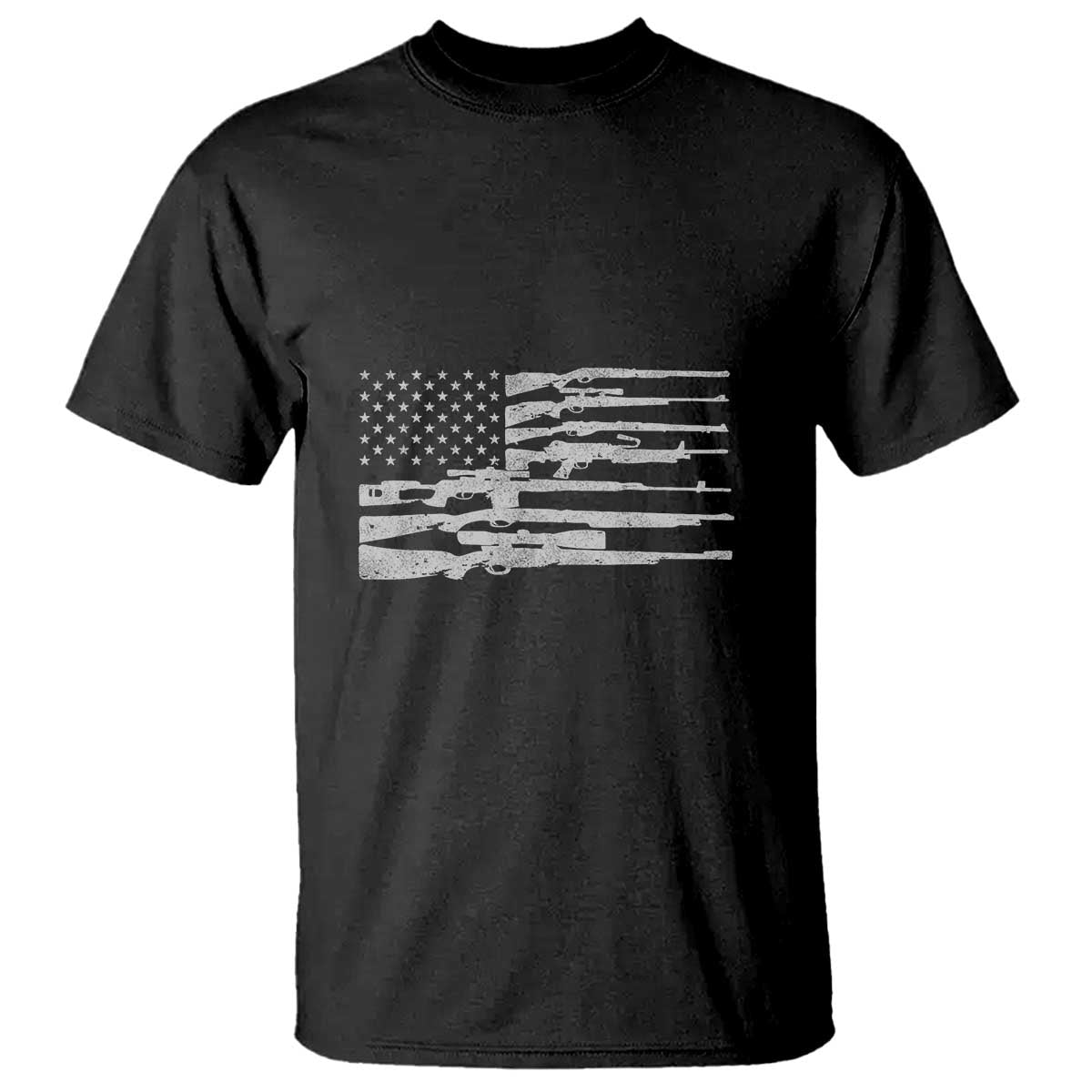 American Flag Rifle Firearm T Shirt Machine Guns 2A TS02 Black Print Your Wear