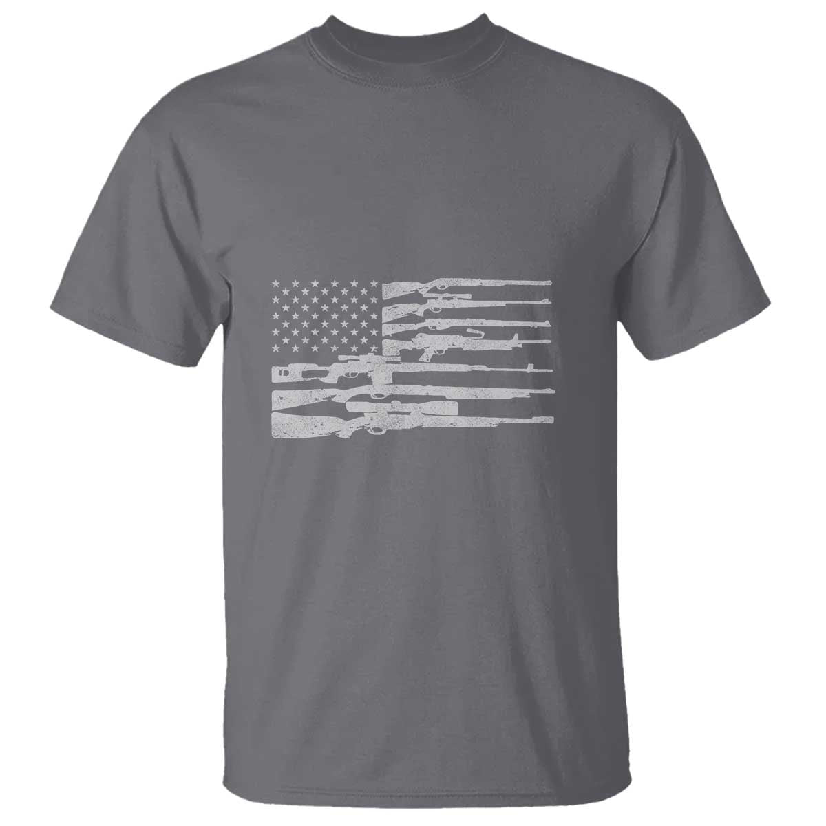 American Flag Rifle Firearm T Shirt Machine Guns 2A TS02 Charcoal Print Your Wear