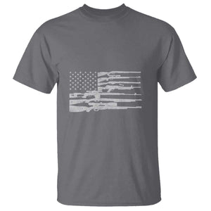 American Flag Rifle Firearm T Shirt Machine Guns 2A TS02 Charcoal Print Your Wear