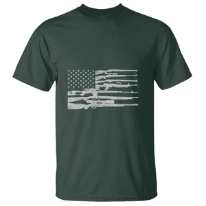 American Flag Rifle Firearm T Shirt Machine Guns 2A TS02 Dark Forest Green Print Your Wear