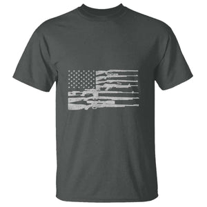 American Flag Rifle Firearm T Shirt Machine Guns 2A TS02 Dark Heather Print Your Wear