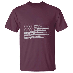 American Flag Rifle Firearm T Shirt Machine Guns 2A TS02 Maroon Print Your Wear
