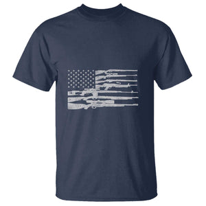 American Flag Rifle Firearm T Shirt Machine Guns 2A TS02 Navy Print Your Wear
