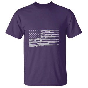 American Flag Rifle Firearm T Shirt Machine Guns 2A TS02 Purple Print Your Wear