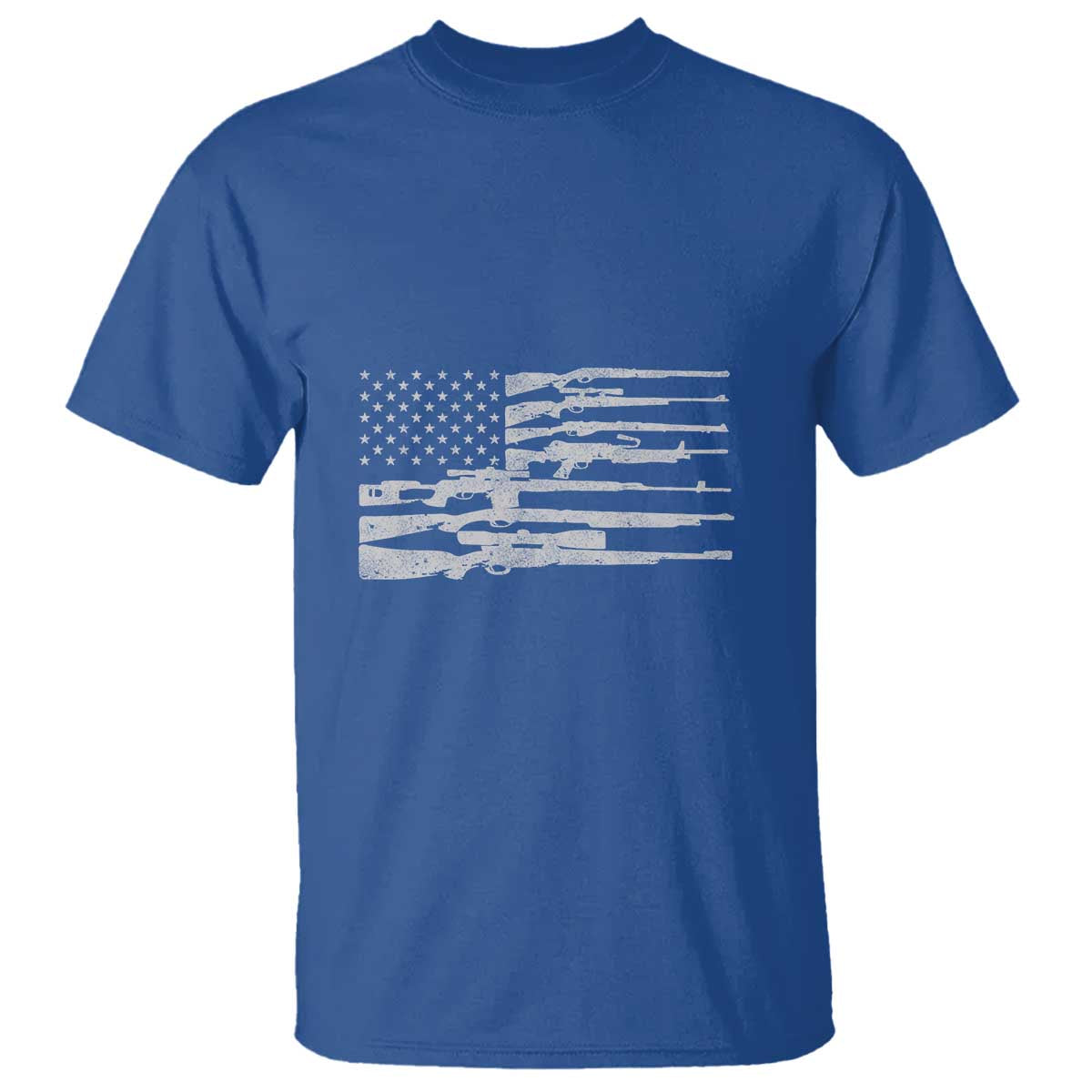 American Flag Rifle Firearm T Shirt Machine Guns 2A TS02 Royal Blue Print Your Wear