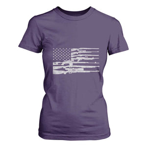 American Flag Rifle Firearm T Shirt For Women Machine Guns 2A TS02 Purple Print Your Wear