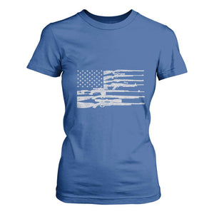 American Flag Rifle Firearm T Shirt For Women Machine Guns 2A TS02 Royal Blue Print Your Wear