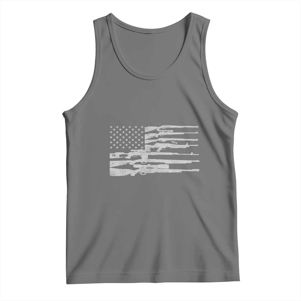 American Flag Rifle Firearm Tank Top Machine Guns 2A TS02 Black Heather Print Your Wear