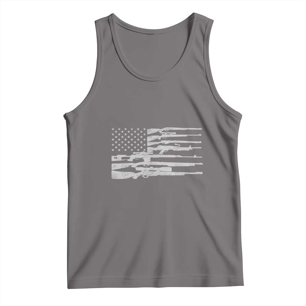 American Flag Rifle Firearm Tank Top Machine Guns 2A TS02 Deep Heather Print Your Wear