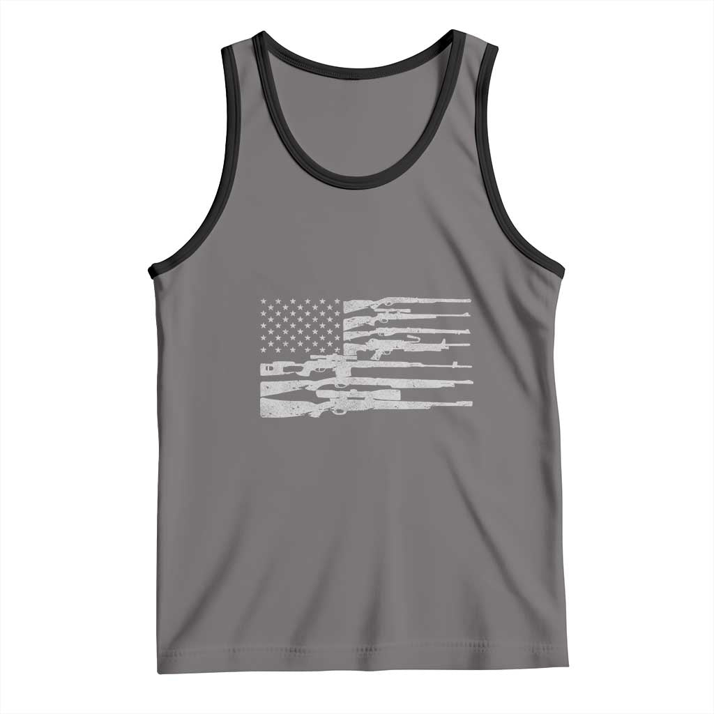 American Flag Rifle Firearm Tank Top Machine Guns 2A TS02 Deep Heather Black Print Your Wear