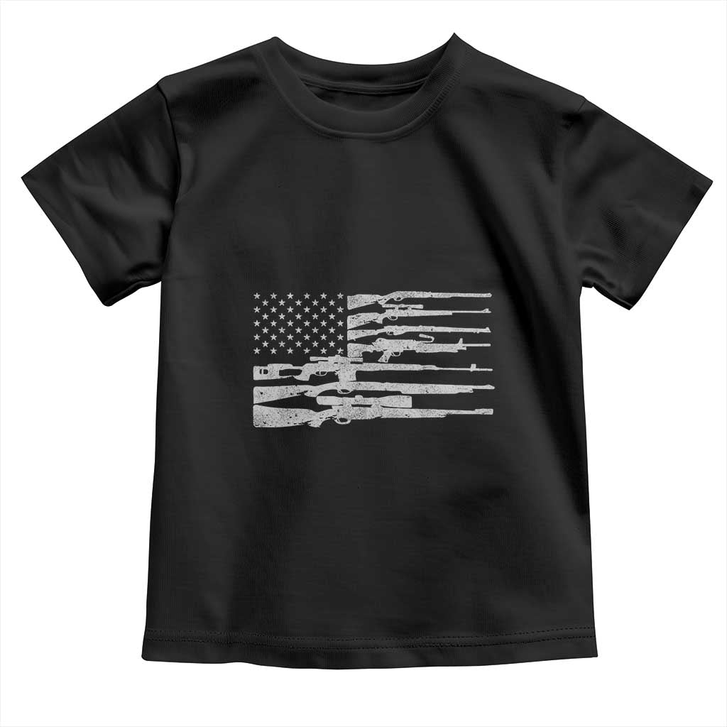 American Flag Rifle Firearm Toddler T Shirt Machine Guns 2A TS02 Black Print Your Wear