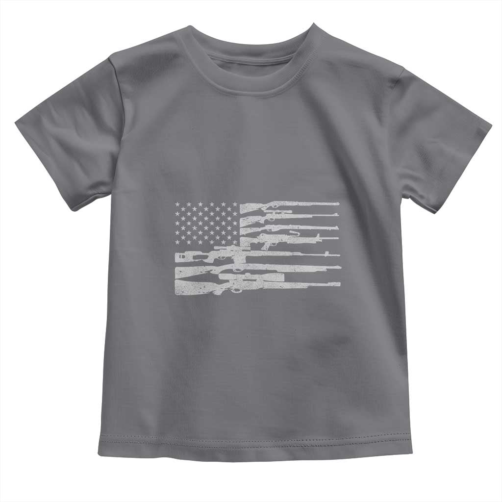 American Flag Rifle Firearm Toddler T Shirt Machine Guns 2A TS02 Charcoal Print Your Wear
