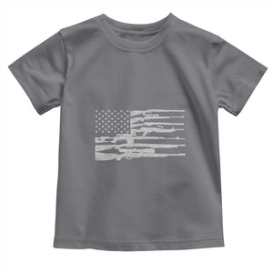 American Flag Rifle Firearm Toddler T Shirt Machine Guns 2A TS02 Charcoal Print Your Wear