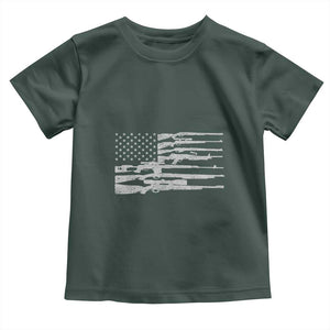 American Flag Rifle Firearm Toddler T Shirt Machine Guns 2A TS02 Dark Forest Green Print Your Wear