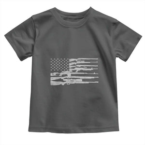 American Flag Rifle Firearm Toddler T Shirt Machine Guns 2A TS02 Dark Heather Print Your Wear