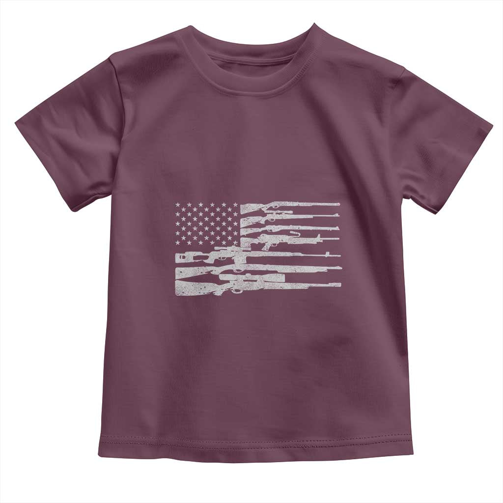 American Flag Rifle Firearm Toddler T Shirt Machine Guns 2A TS02 Maroon Print Your Wear