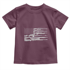 American Flag Rifle Firearm Toddler T Shirt Machine Guns 2A TS02 Maroon Print Your Wear