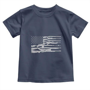 American Flag Rifle Firearm Toddler T Shirt Machine Guns 2A TS02 Navy Print Your Wear