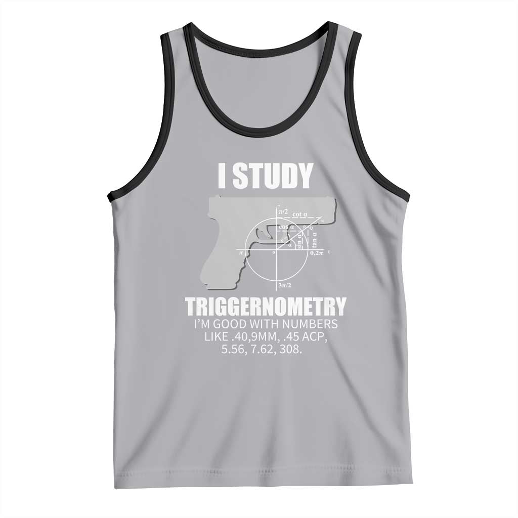 Funny Gun Owner Tank Top I Study Triggernometry I'm Good With Numbers 2nd Amendment Rights TS02 Athletic Heather Black Print Your Wear