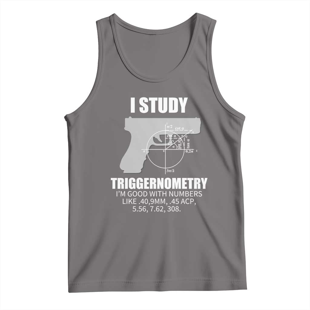 Funny Gun Owner Tank Top I Study Triggernometry I'm Good With Numbers 2nd Amendment Rights TS02 Deep Heather Print Your Wear