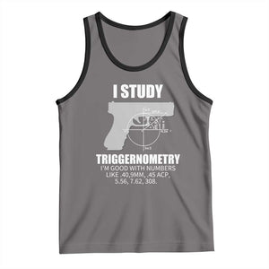 Funny Gun Owner Tank Top I Study Triggernometry I'm Good With Numbers 2nd Amendment Rights TS02 Deep Heather Black Print Your Wear