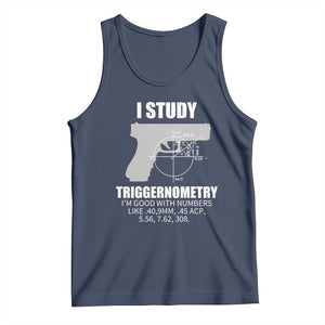 Funny Gun Owner Tank Top I Study Triggernometry I'm Good With Numbers 2nd Amendment Rights TS02 Navy Print Your Wear