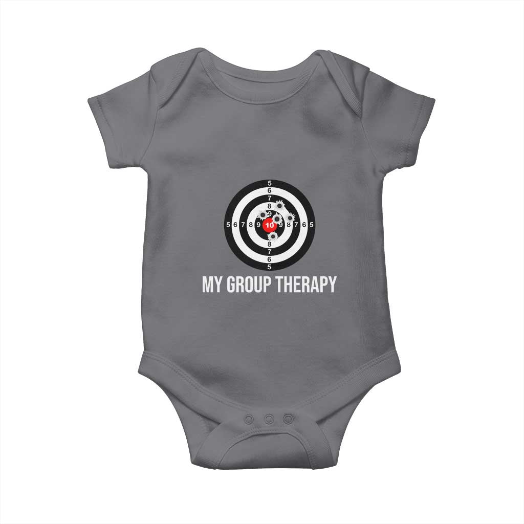 Gun Lover Baby Onesie My Group Therapy Shooting Range TS02 Charcoal Print Your Wear