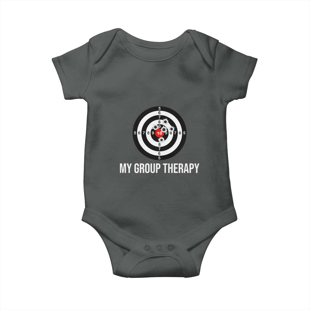 Gun Lover Baby Onesie My Group Therapy Shooting Range TS02 Dark Heather Print Your Wear