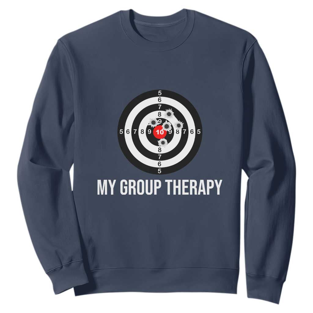 Gun Lover Sweatshirt My Group Therapy Shooting Range TS02 Navy Print Your Wear