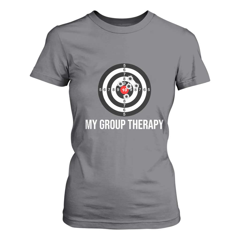Gun Lover T Shirt For Women My Group Therapy Shooting Range TS02 Charcoal Print Your Wear