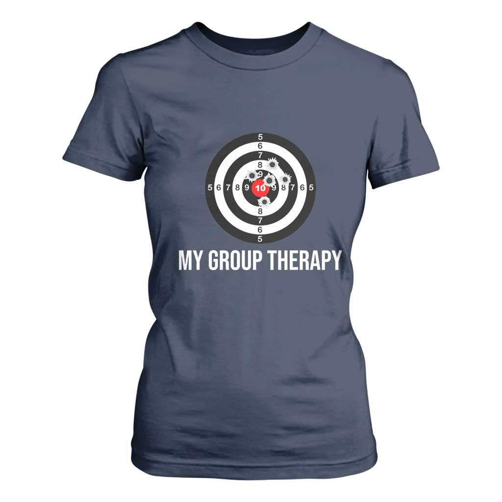 Gun Lover T Shirt For Women My Group Therapy Shooting Range TS02 Navy Print Your Wear
