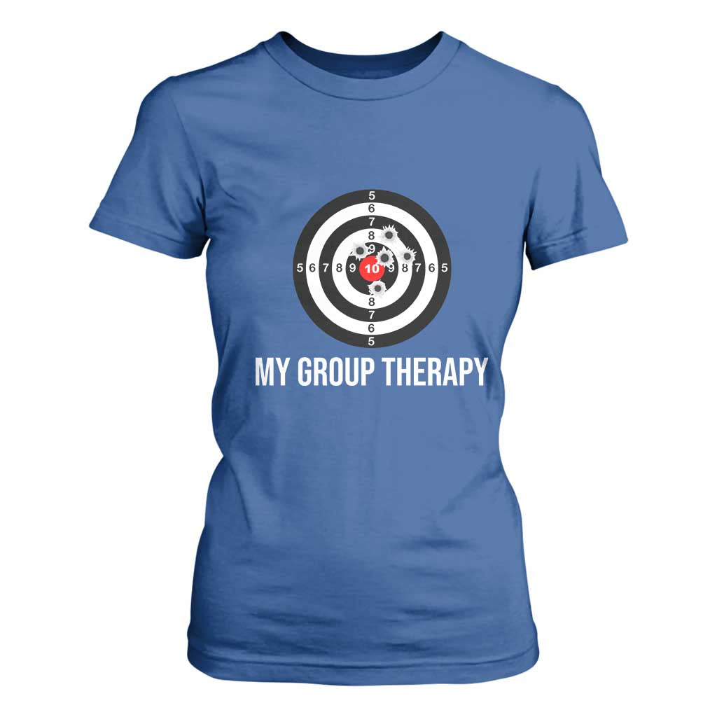Gun Lover T Shirt For Women My Group Therapy Shooting Range TS02 Royal Blue Print Your Wear