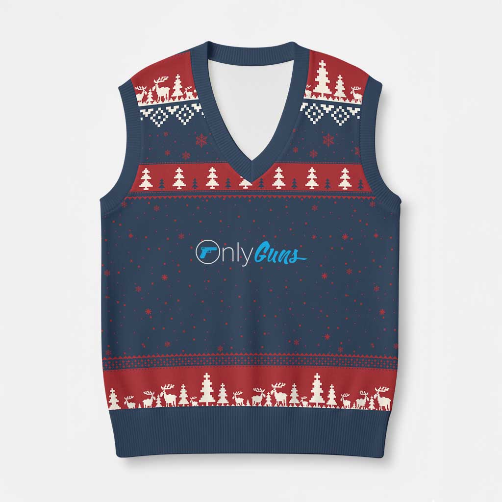Funny Gun Owner V-Neck Knit Sweater Vest Only Guns Meme Parody TS02 Navy Red Print Your Wear