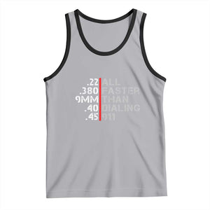 Funny Gun Owner Tank Top Faster Than Dialing 911 Bullet Diameter TS02 Athletic Heather Black Print Your Wear