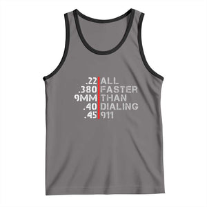 Funny Gun Owner Tank Top Faster Than Dialing 911 Bullet Diameter TS02 Deep Heather Black Print Your Wear