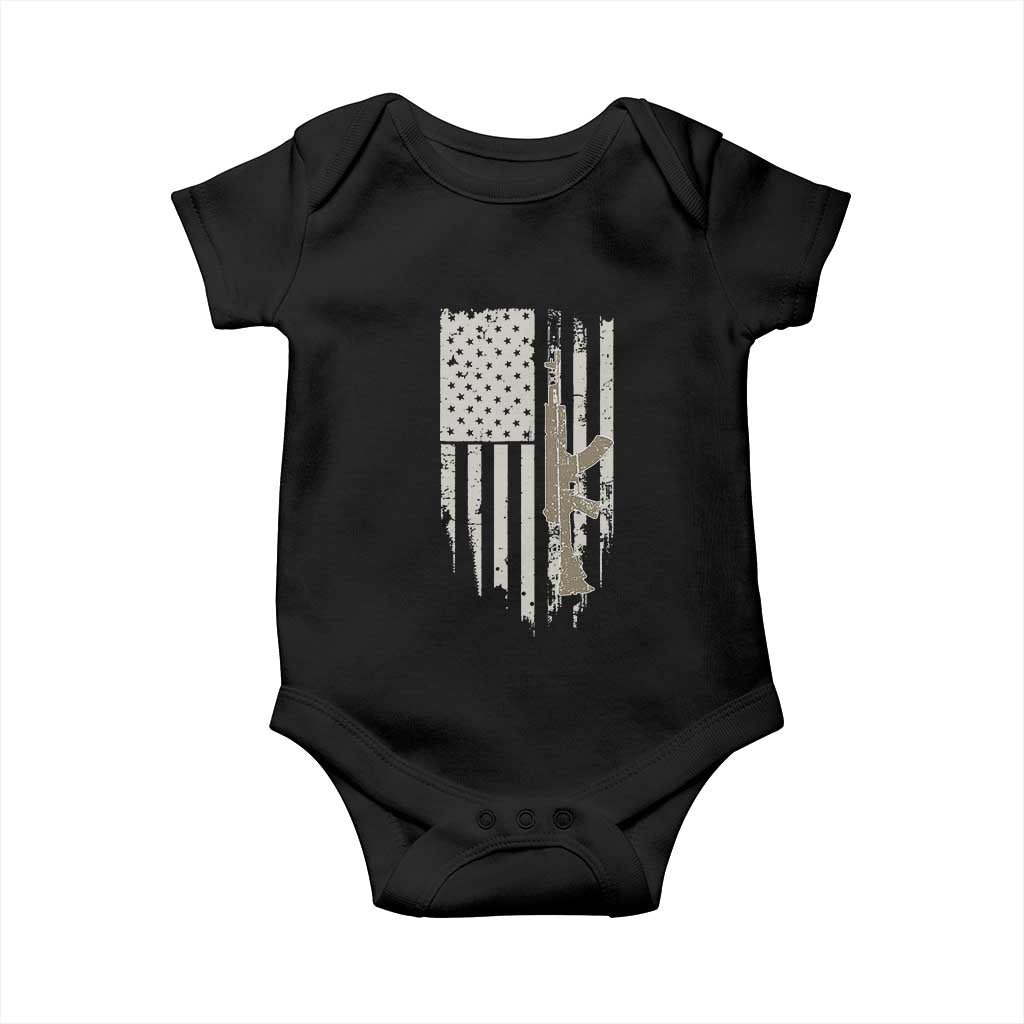 American Flag Second Amendment Baby Onesie Guns Weapons Rifles 2A Amendment Fathers Day US Flag TS02 Black Print Your Wear